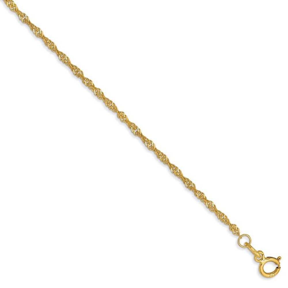 1.4mm, 14k Yellow Gold, Singapore Chain Anklet, 10 Inch